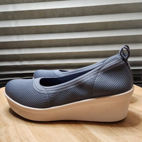 Clarks Cloudsteppers Step Rose Fern – Women’s 9W | Blue Slip-On Wedge - Picture 5 of 9